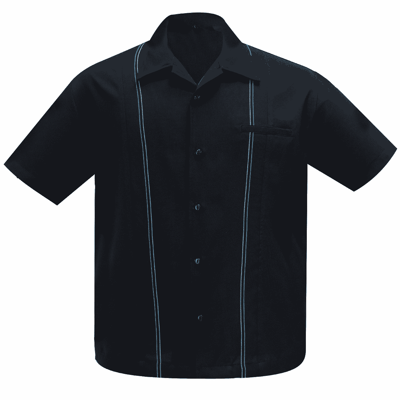 Black and Teal Stitching Bowling Shirt