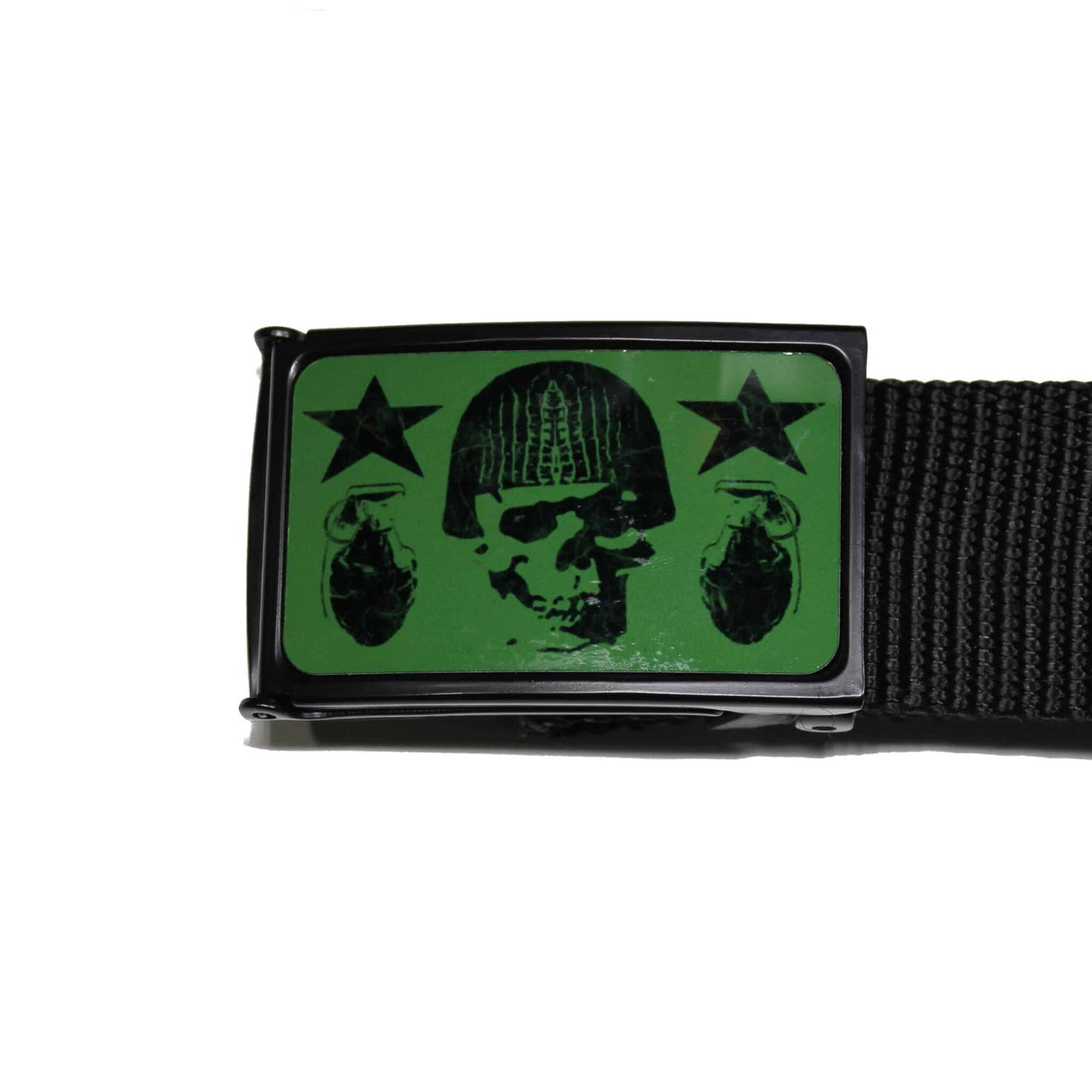 Web Belt Olive and Black Skull w/ Grenades