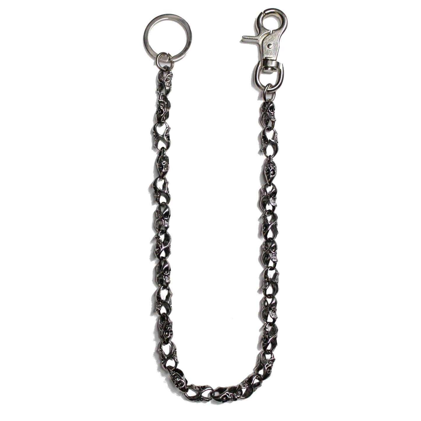 Small Chrome Skull Wallet Chain 21"