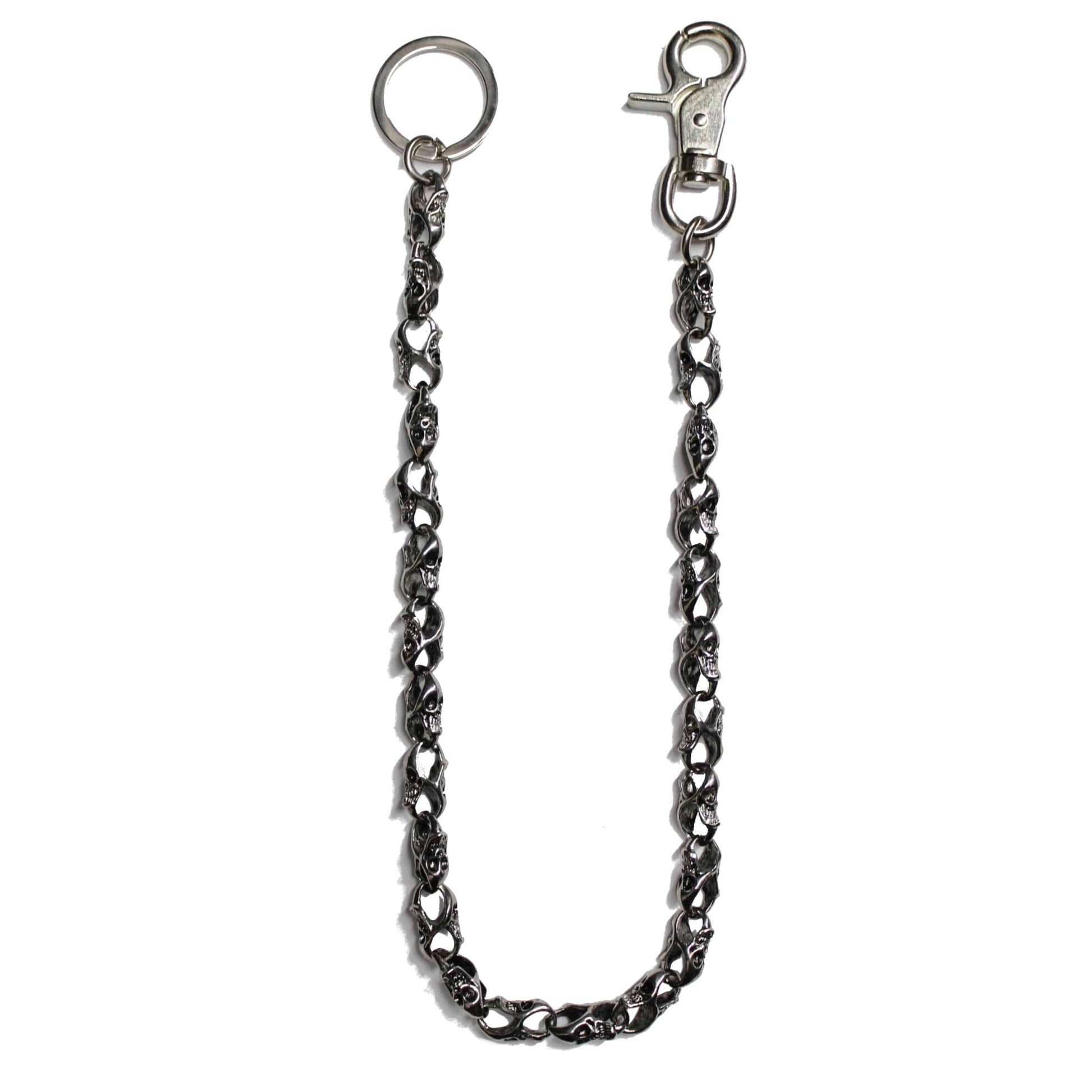 Small Chrome Skull Wallet Chain 21"