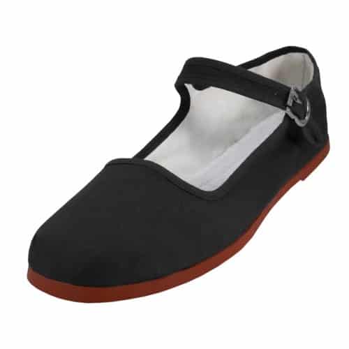 Black Cotton Mary Janes Shoe