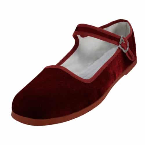 Burgundy Velvet Mary Jane Shoes