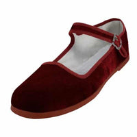 Thumbnail for Burgundy Velvet Mary Jane Shoes