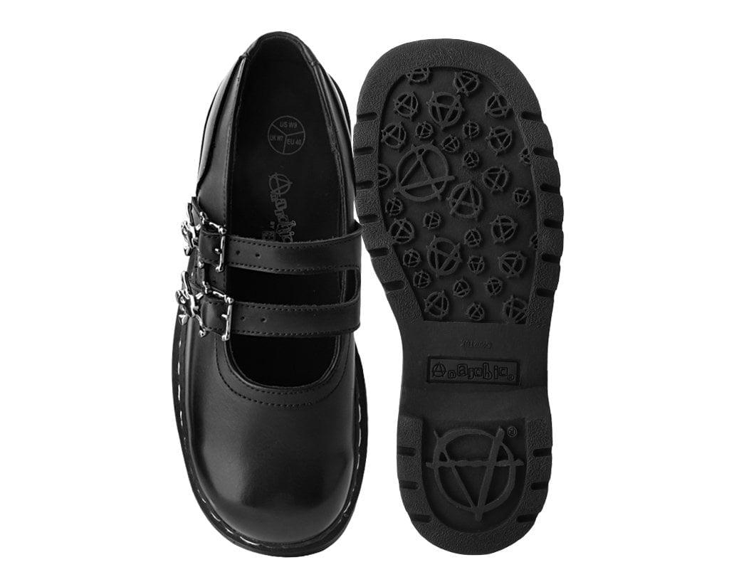 TUK Black 2-Skull Buckle Mary Jane T2307 – Red Zone