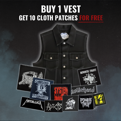 Black Denim Vest + 10 Free Patches