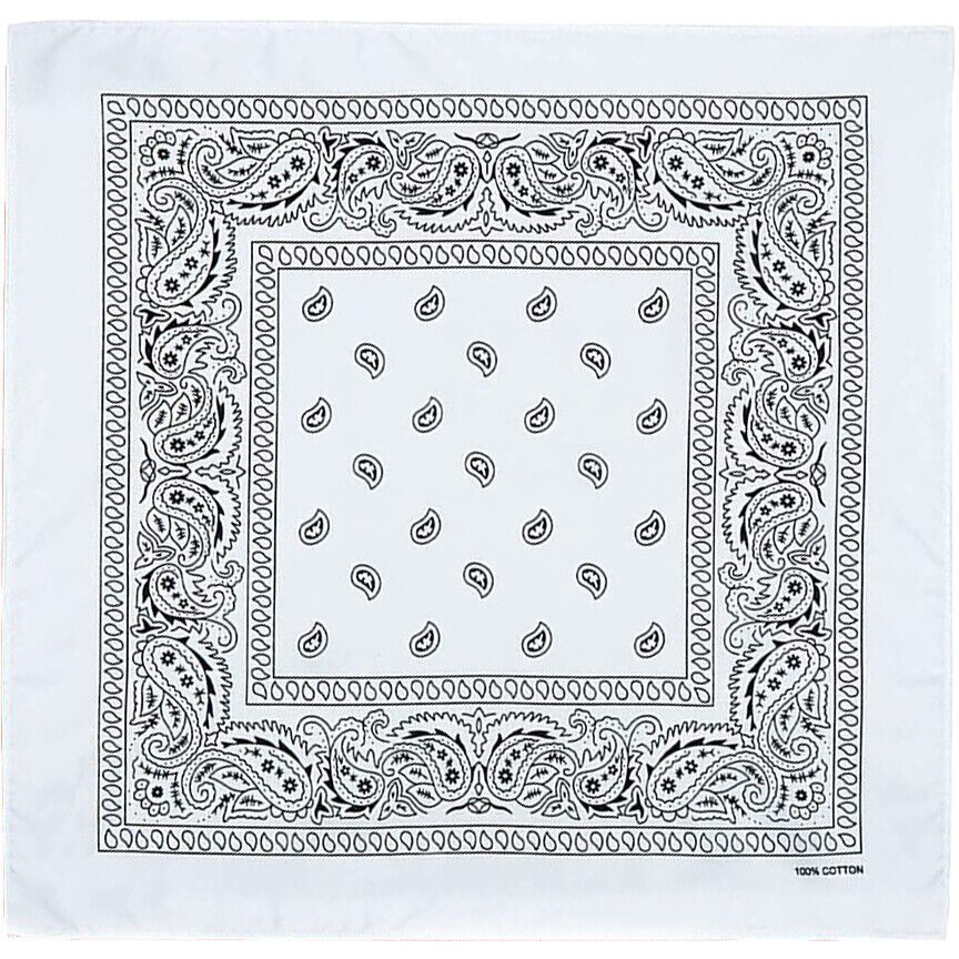 White Paisley Cotton Bandana