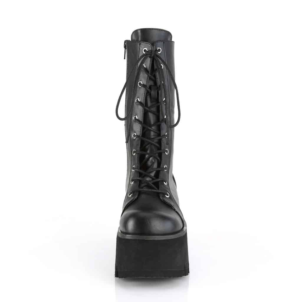 Demonia Plain Platform Leather Boot Ashes-105