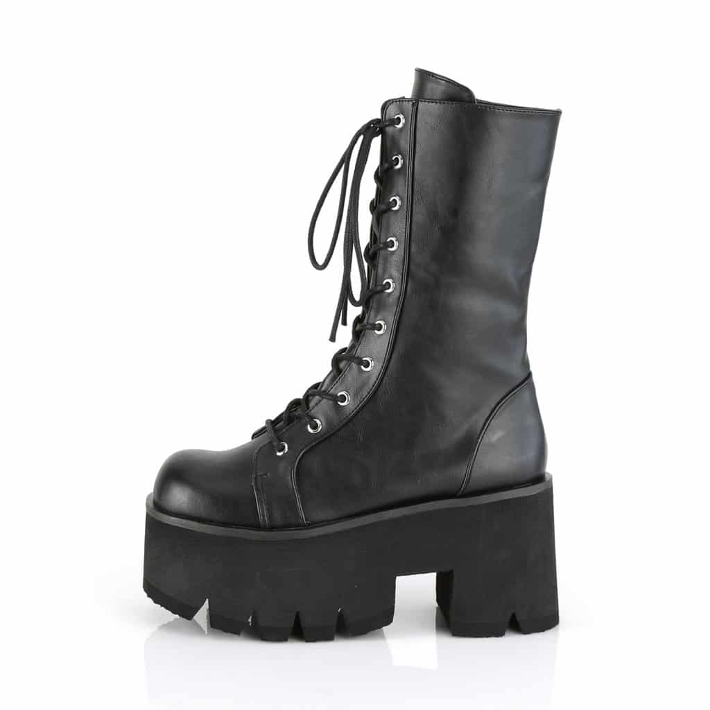 Demonia Plain Platform Leather Boot Ashes-105