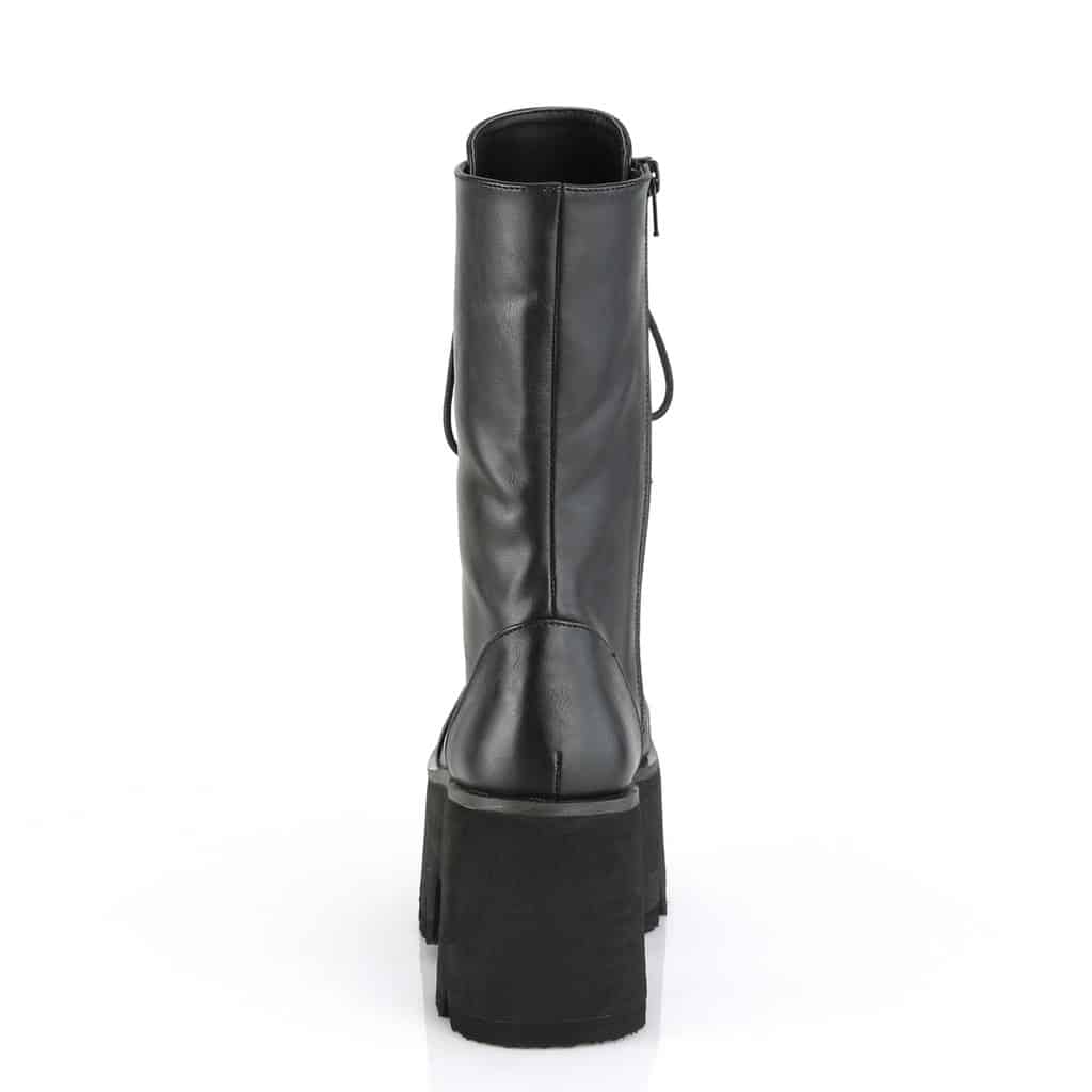 Demonia Plain Platform Leather Boot Ashes-105