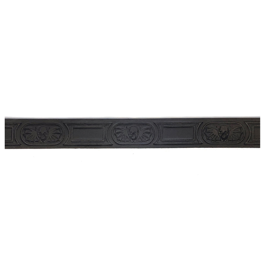 Bat Skull antique Leather Belt Black