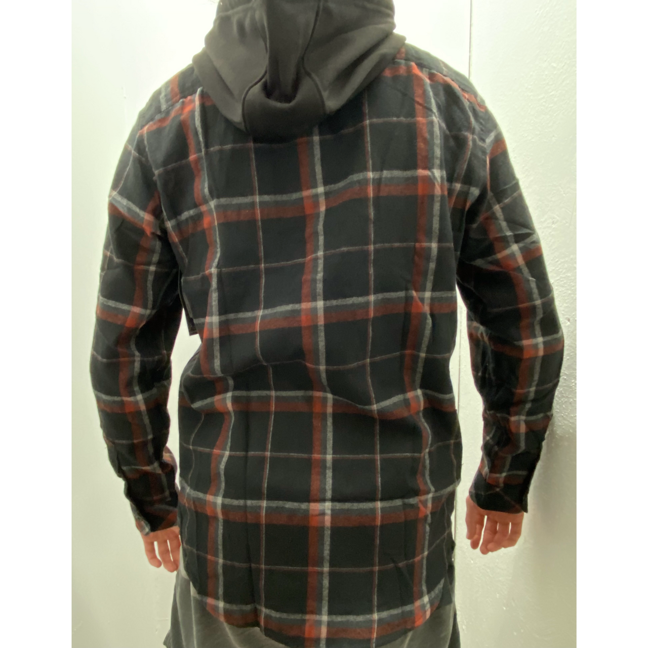 Black Burgundy Gray Hooded Flannel