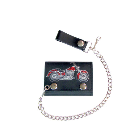 Motorcycle Tri-Fold Biker Wallet w/ Chain