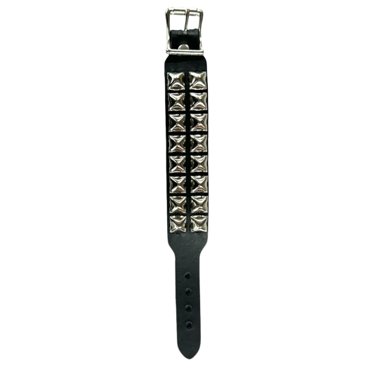 2 Row Pyramid Studded Adjustable Wristband