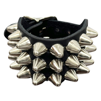 Thumbnail for 3 Row Conehead Studded Leather Wristband