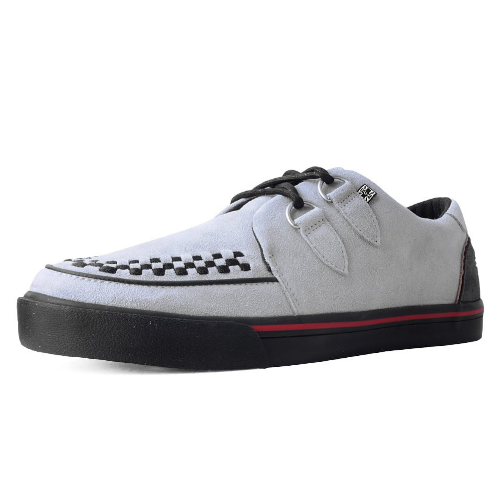 TUK Grey Suede and Red Trim Interlace Sneaker Creeper A3048