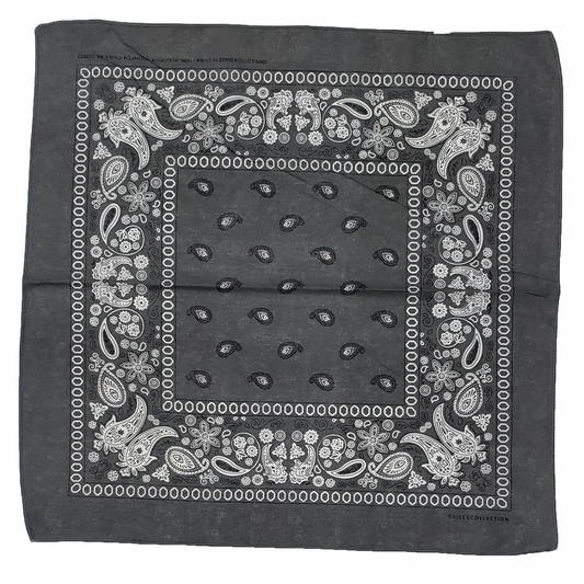 Dark Gray Paisley Cotton Bandana