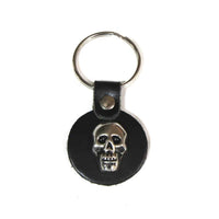Thumbnail for Round Leather Key Fob with Skull