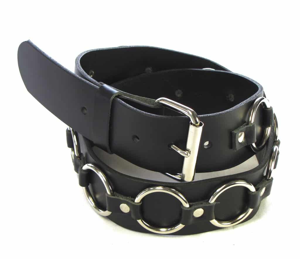 Bondage Strap Leather Belt w/ O Rings