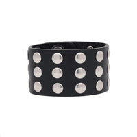 Thumbnail for 3 Row Flat Studded Leather Wristband