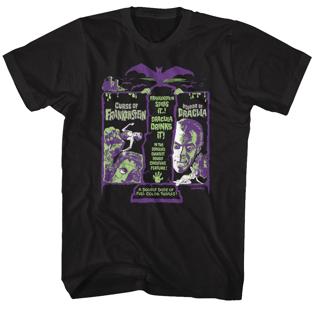 Double Dose Dracula Frankenstein T-Shirt