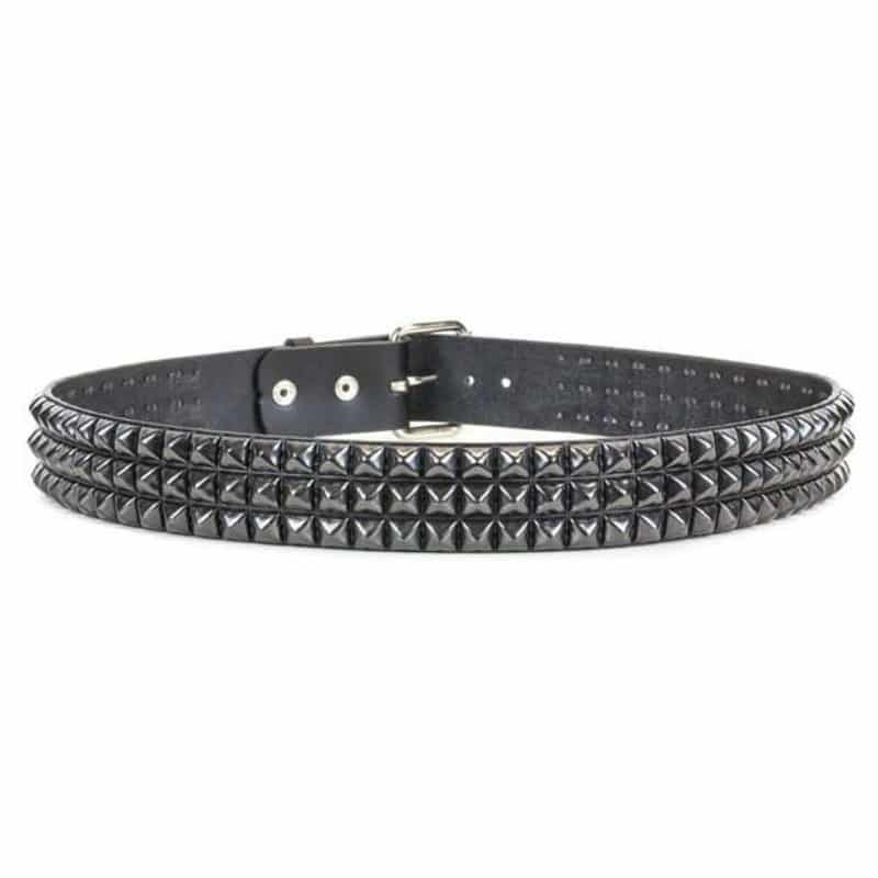 3 Row Black Pyramid Studded Belt