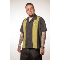 Thumbnail for Green and Black Tiki Bowling Shirt by Steady Clothing