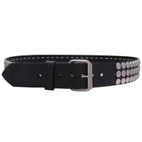 Thumbnail for 3 Row Flat Round Stud Leather Belt