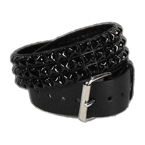 3 Row Black Pyramid Studded Belt