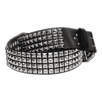 Thumbnail for 4 Row Pyramid Studded Black Leather Belt