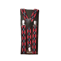 Thumbnail for Red and Navy Blue Argyle Skinny Suspenders
