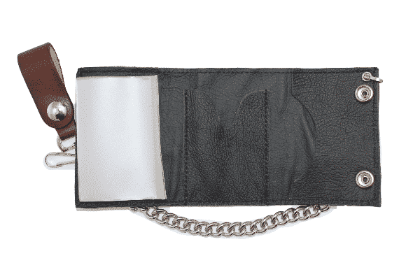 Antique Brown Tri-Fold Wallet w/ Chain