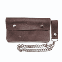 Thumbnail for Large Bi-Fold Biker Distressed Brown Leather