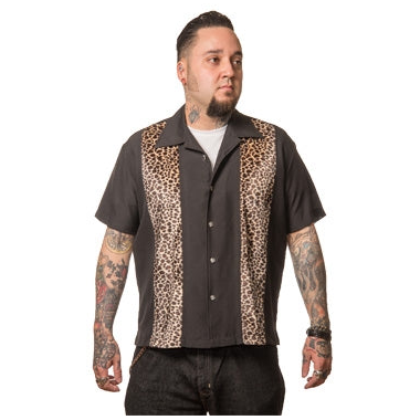 Leopard Black Bowling Shirt by Steady Clothing