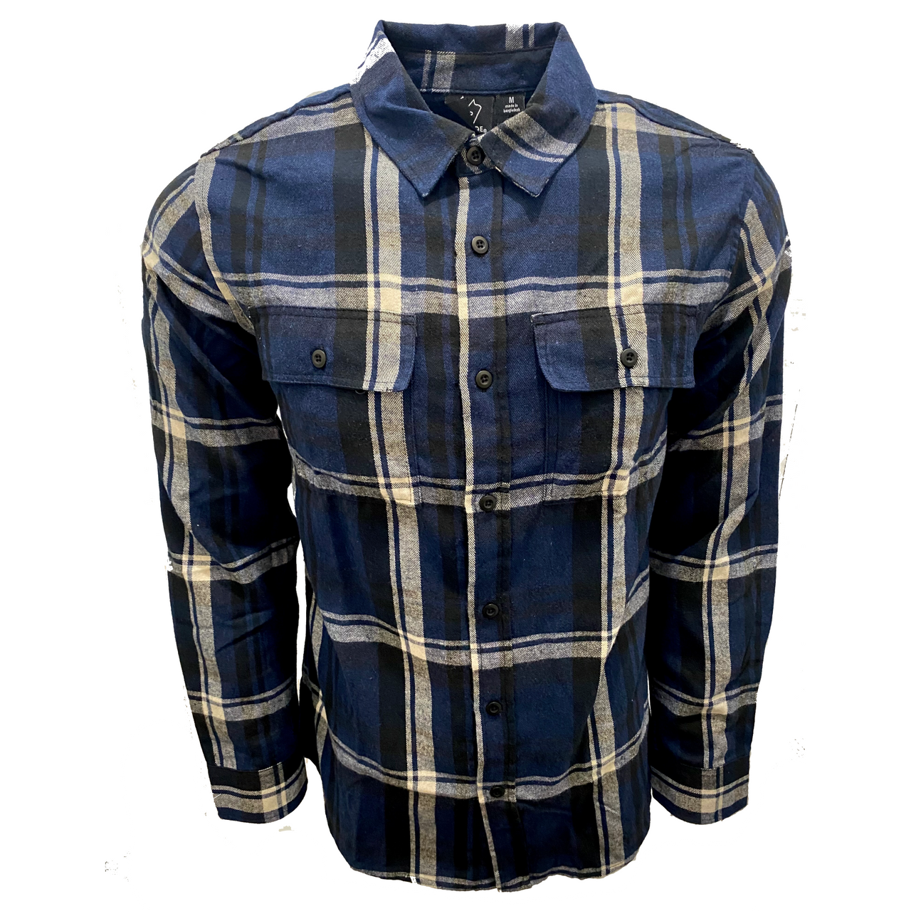 Navy Black Gray Plaid Flannel