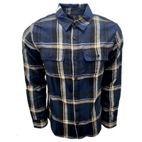 Thumbnail for Navy Black Gray Plaid Flannel