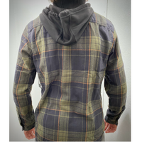 Thumbnail for Olive and Dark Navy/Orange Hooded Flannel
