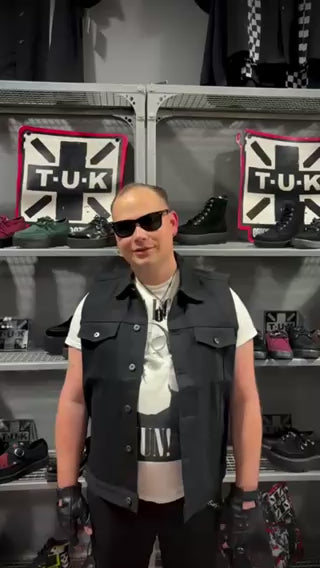 Men's Black Denim Battle Vest