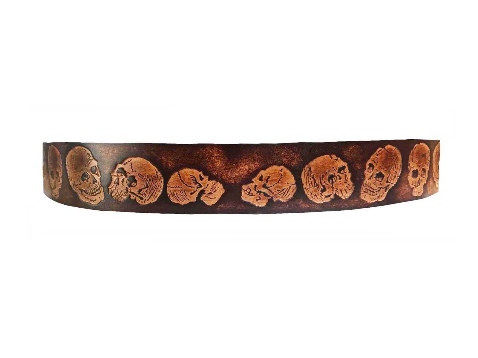 Skull Embossed Brown Leather Belt