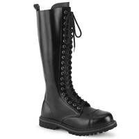 Thumbnail for Demonia 20 Eyelet Black Leather Knee Boots