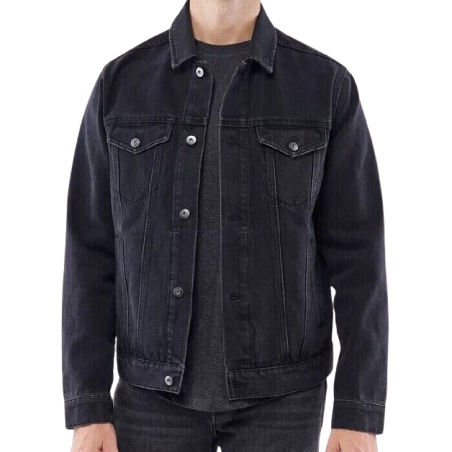 Black Washed Mens Casual Denim Jacket