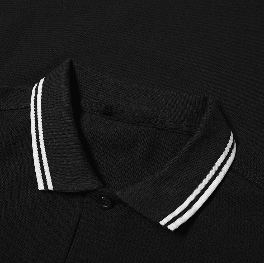 Mens Polo Shirt Tipped Pique Black