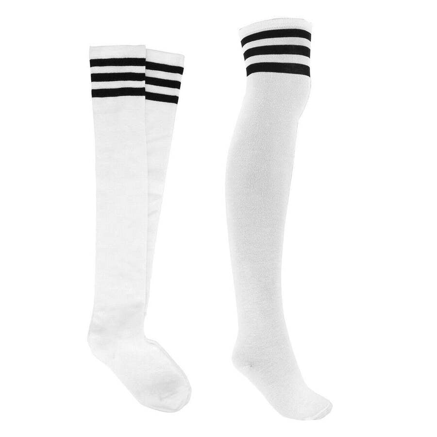 White Striped Knee High Socks