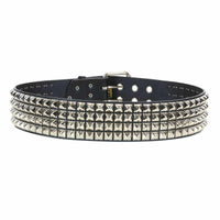 Thumbnail for 4 Row Pyramid Studded Black Leather Belt