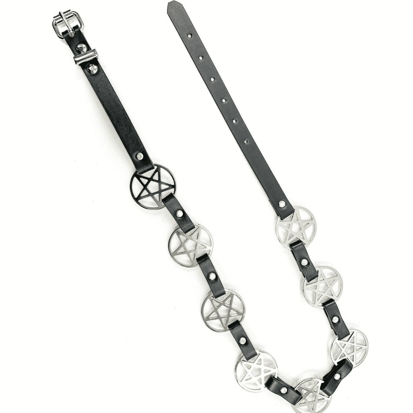 Pentagram Link Leather Belt