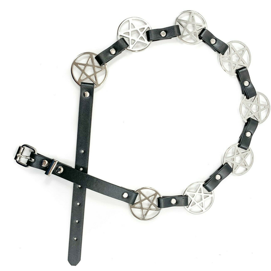 Pentagram Link Leather Belt