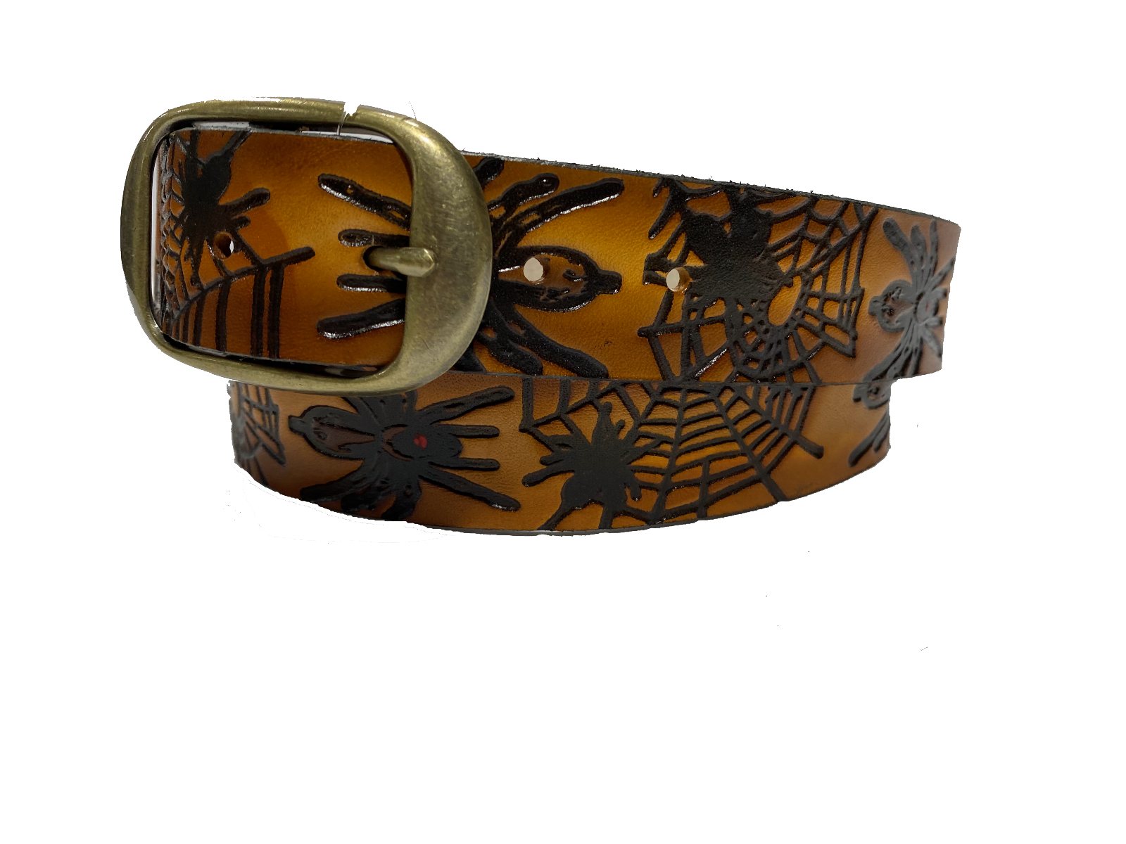 Spiderweb Embossed Leather Belt