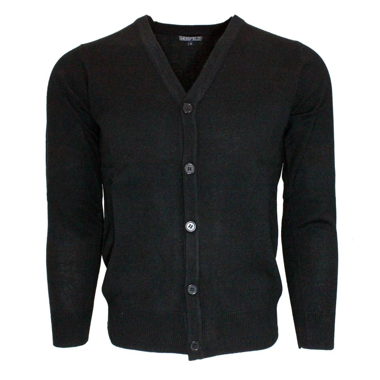 Black V-Neck Cardigan Sweater