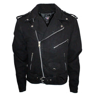 Thumbnail for black denim biker jacket