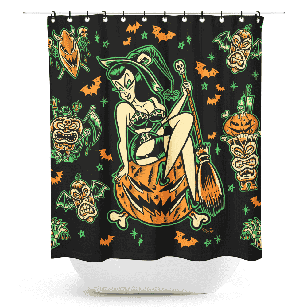 Hallow-Tiki Shower Curtain by Sourpuss Clothing