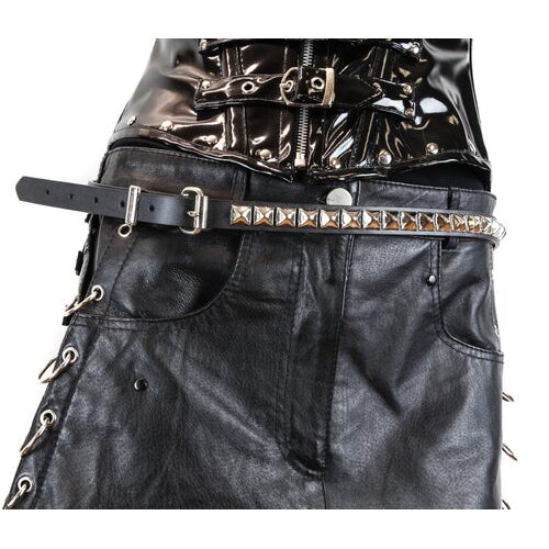 Single Row Pyramid Stud Leather Belt